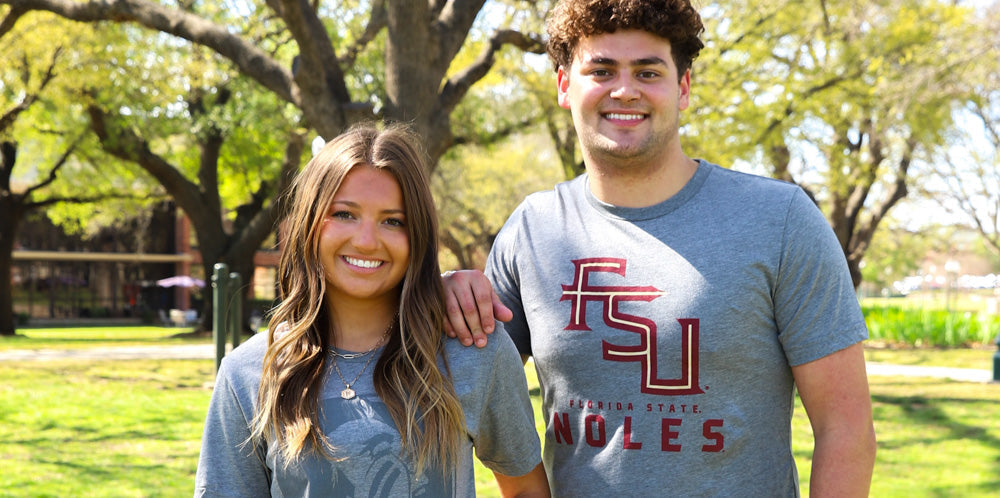 2 people wearing Florida State tshirts