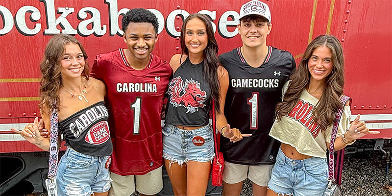 college students wearing USC game day gear