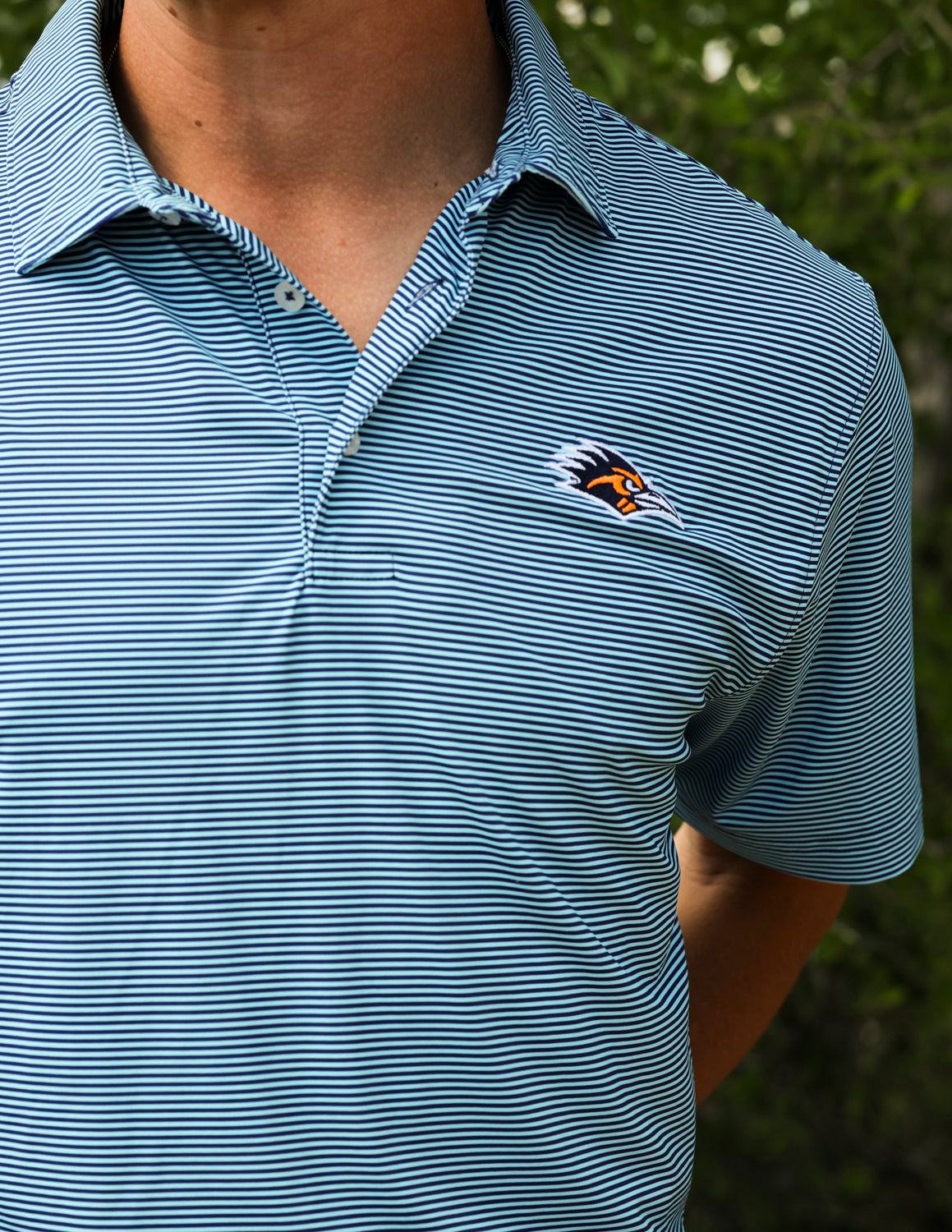 UTSA G Roadrunner Hairline Stripe Polo