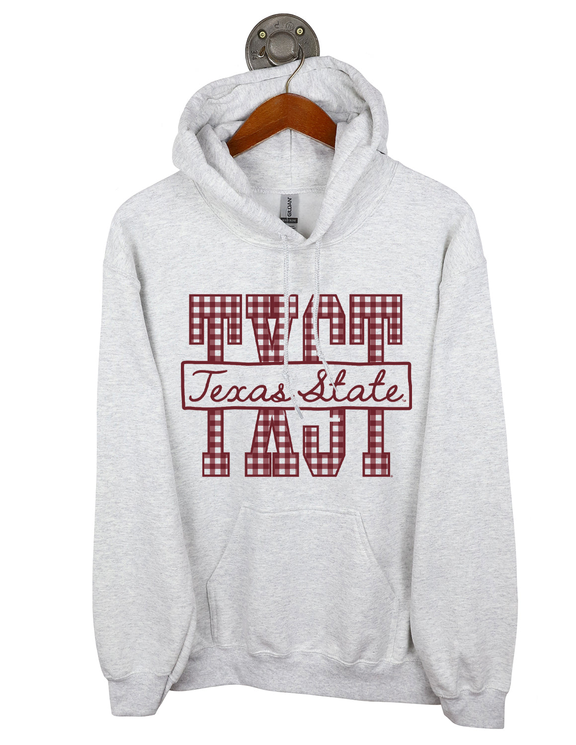 TXST Gingham Initials Hoodie