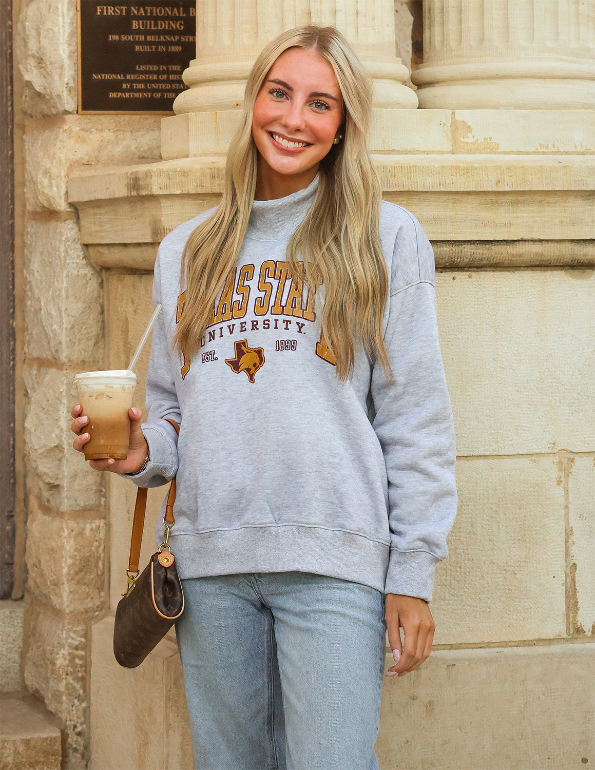 TXST Collegiate Arch Mockneck Sweater