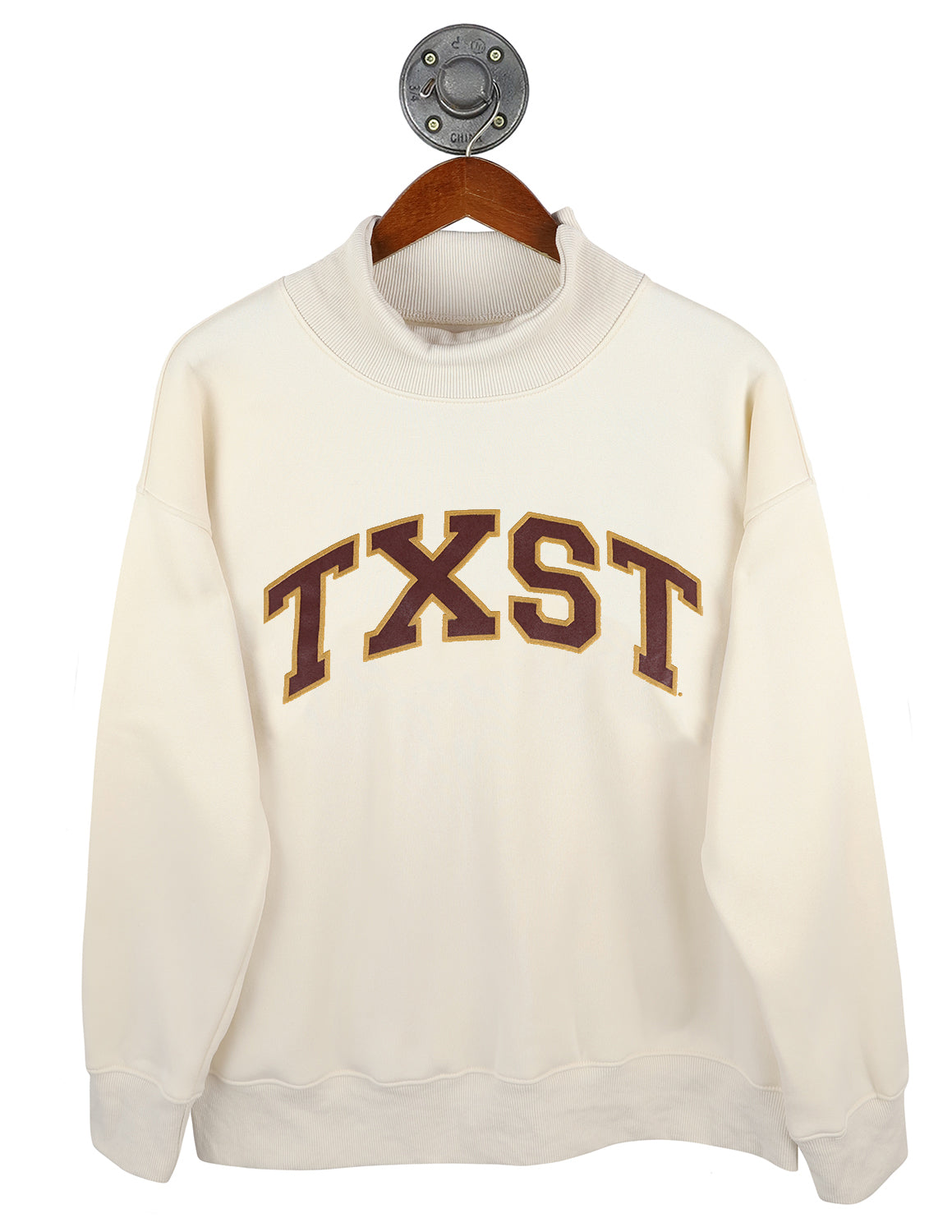 TXST Puff Outline Arch Mockneck Sweatshirt
