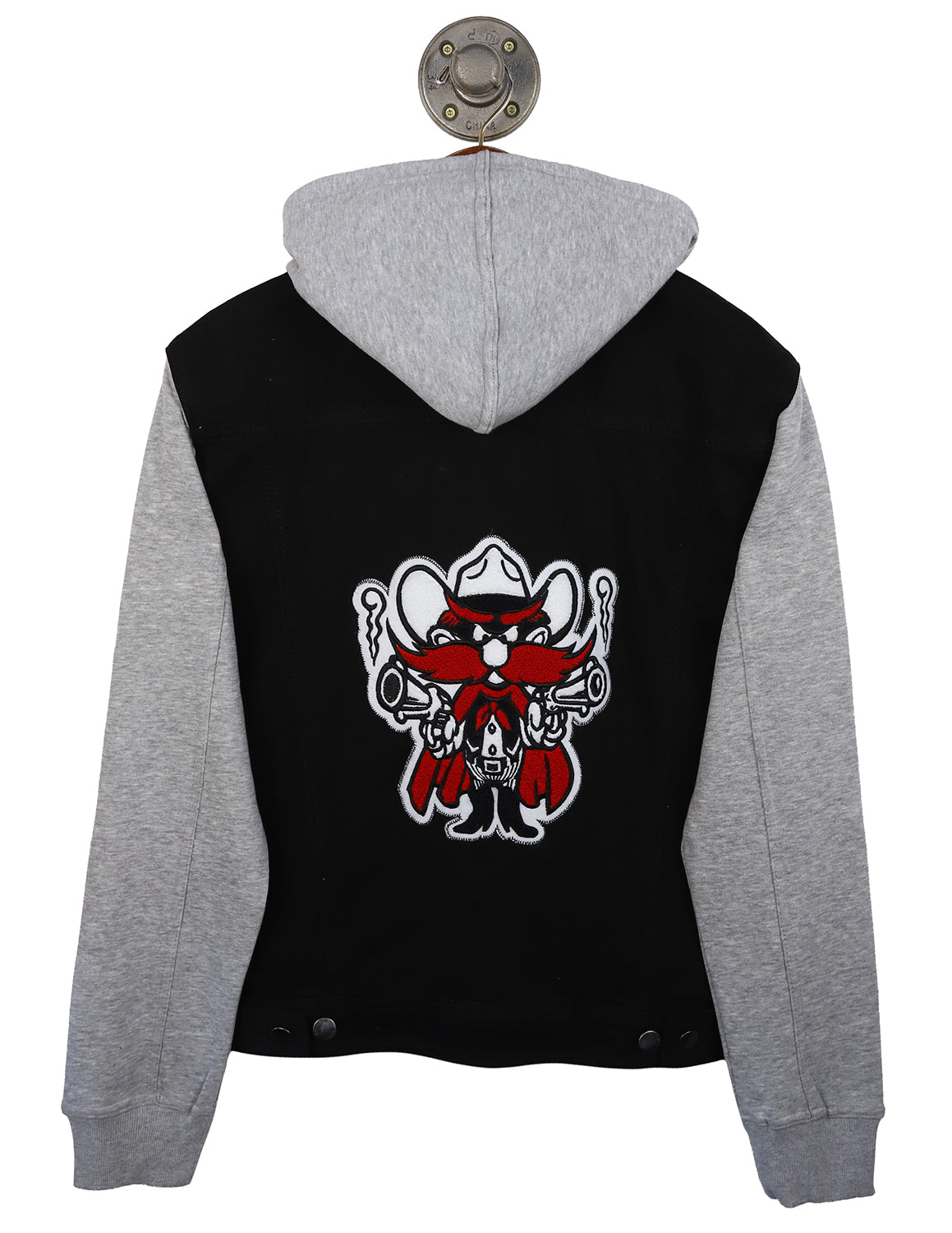 TTU Chenille Raider Red Hooded Denim Jacket