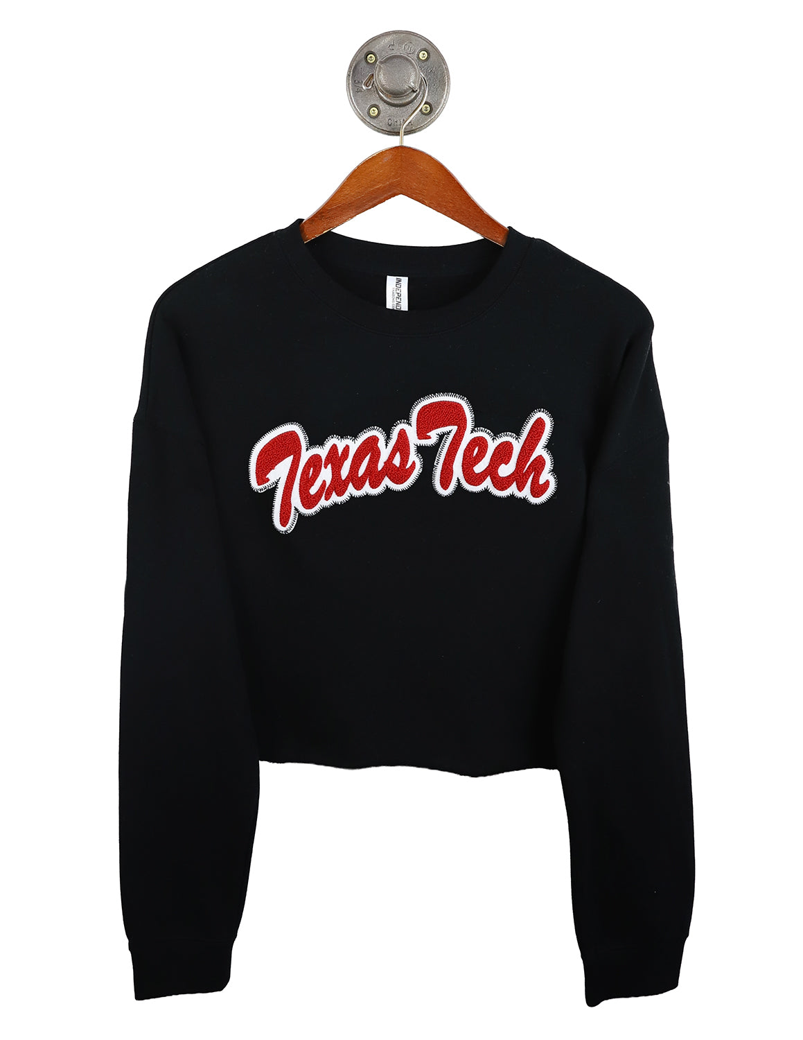 TTU Chenille Brush Script Cropped Crewneck