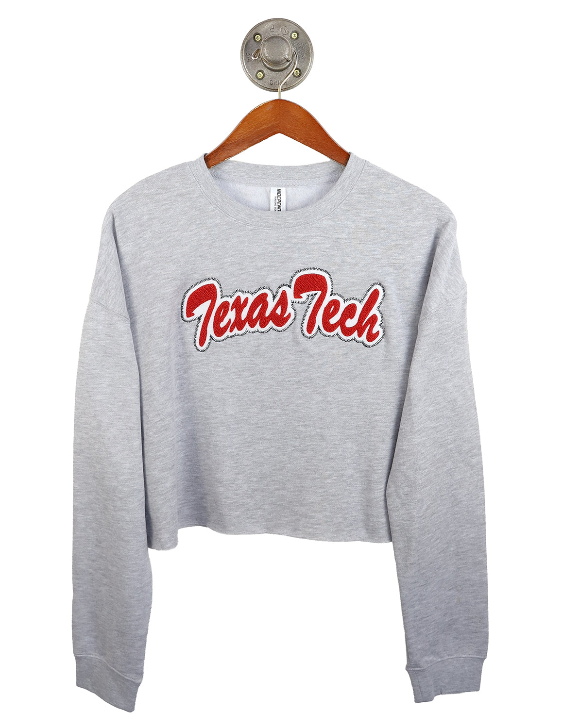 TTU Chenille Brush Script Cropped Crewneck