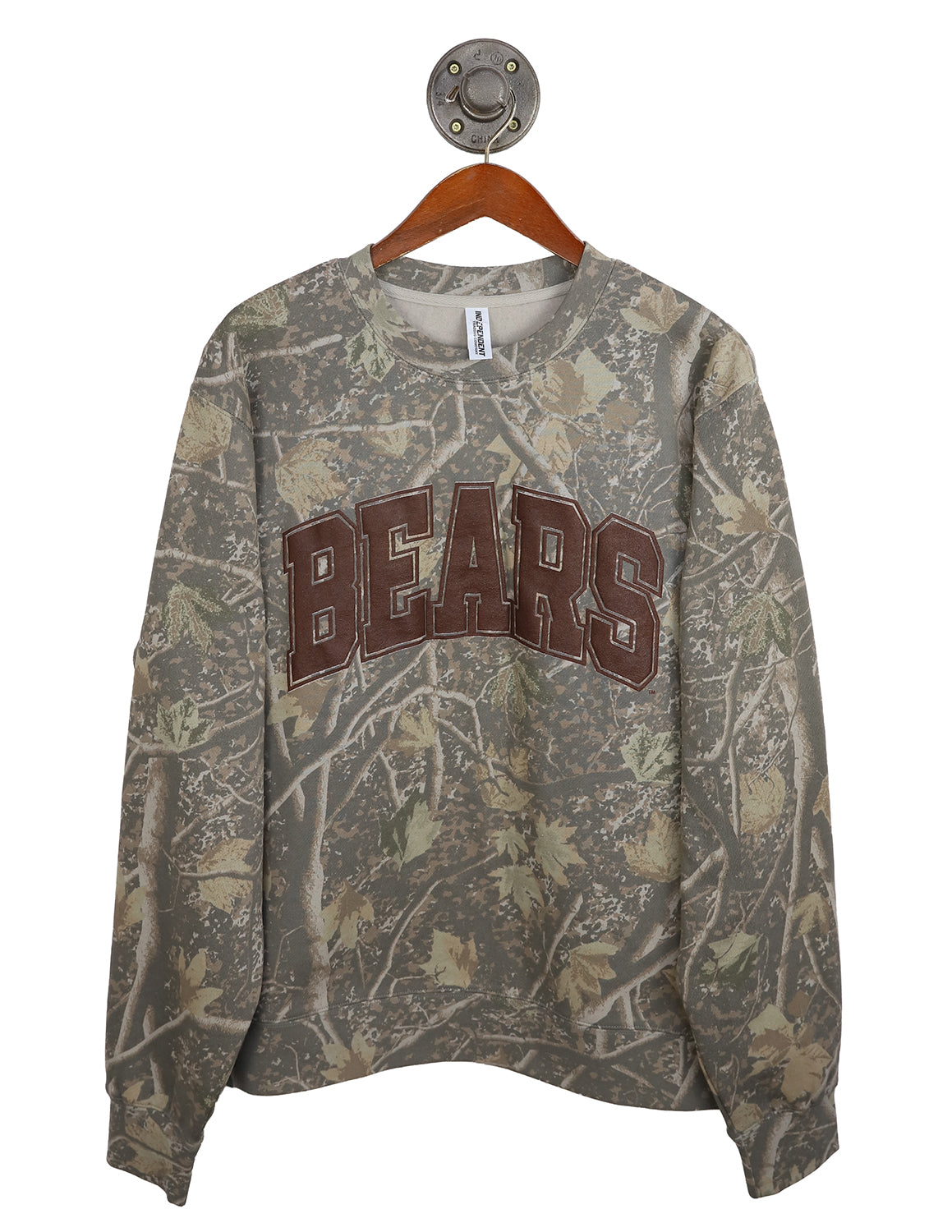 BU Brown Totality Puff Camo Crewneck