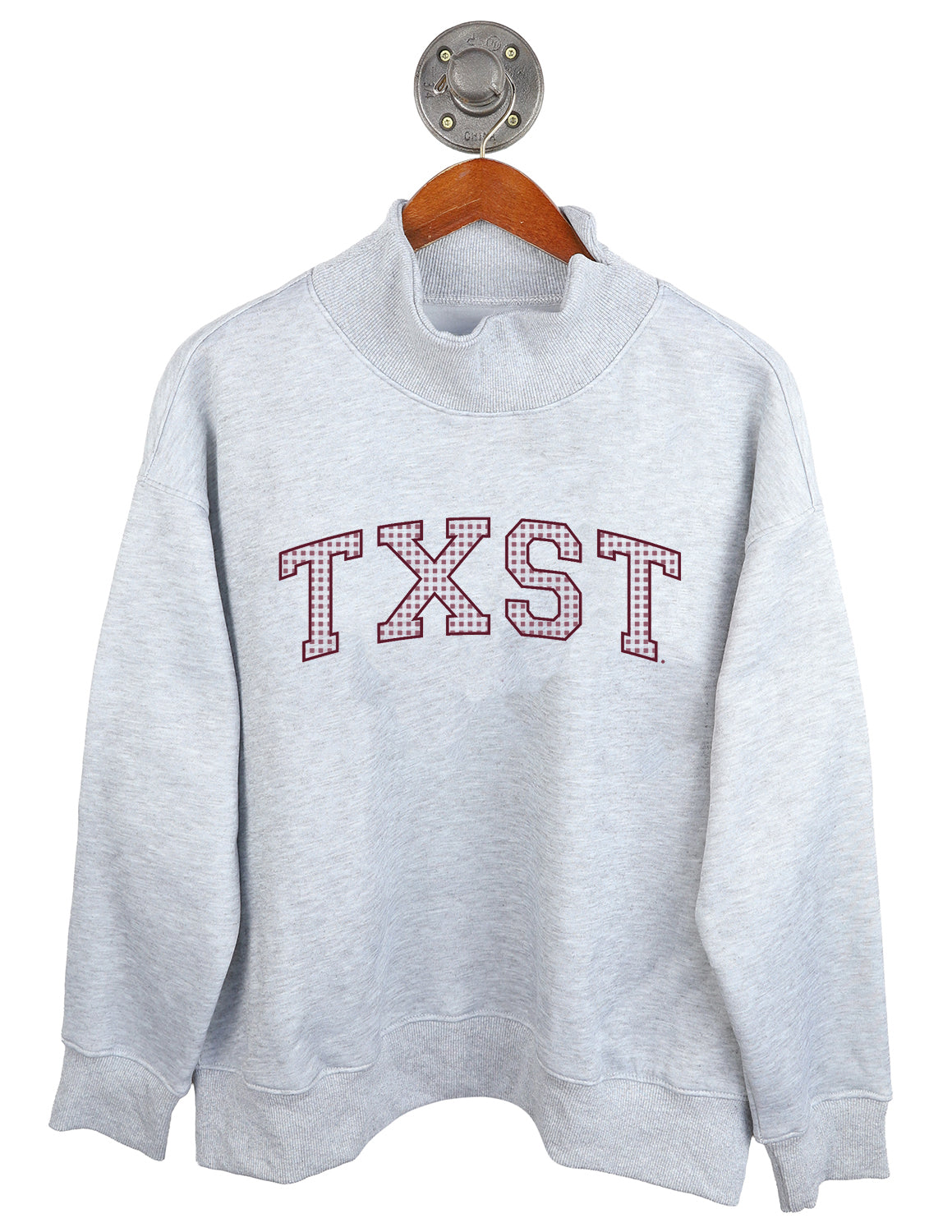 TXST Prestige Gingham Mockneck Sweater