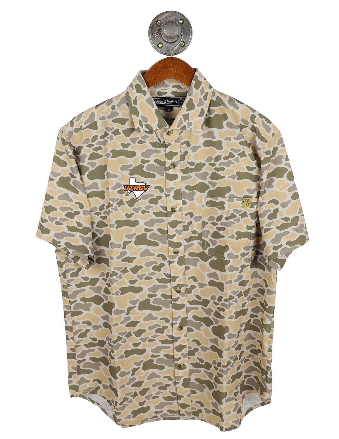 UTRGV Camo Burk Button Up