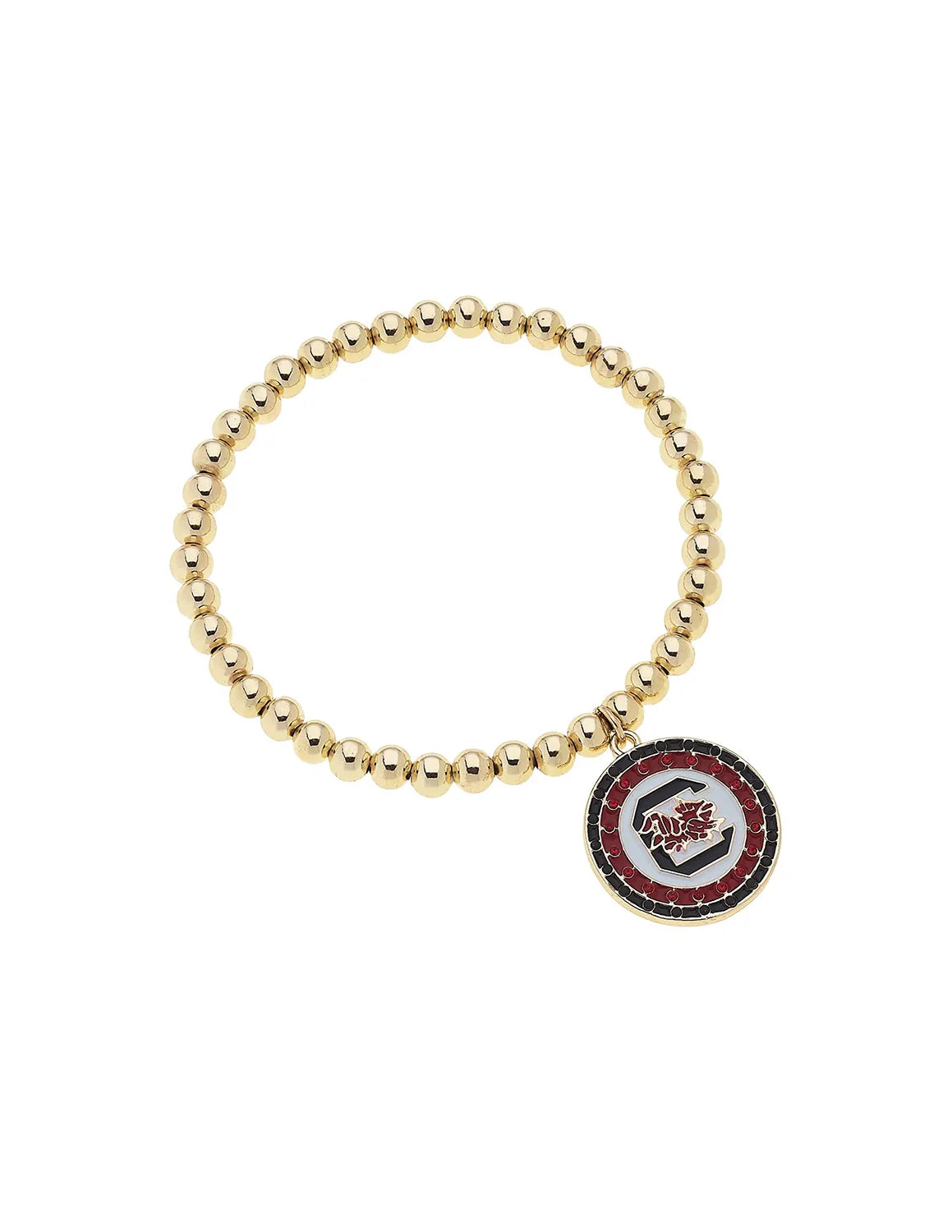 USC Pave Disc Ball Bead Stretch Bracelet