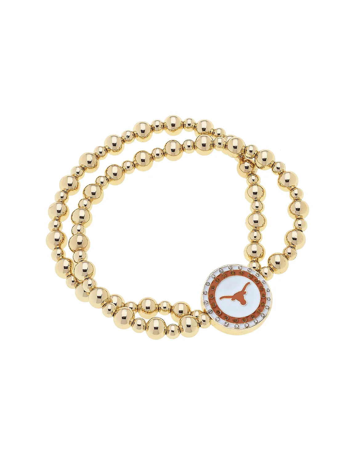 UT Pave Disc 2-Row Ball Bead Stretch Bracelet