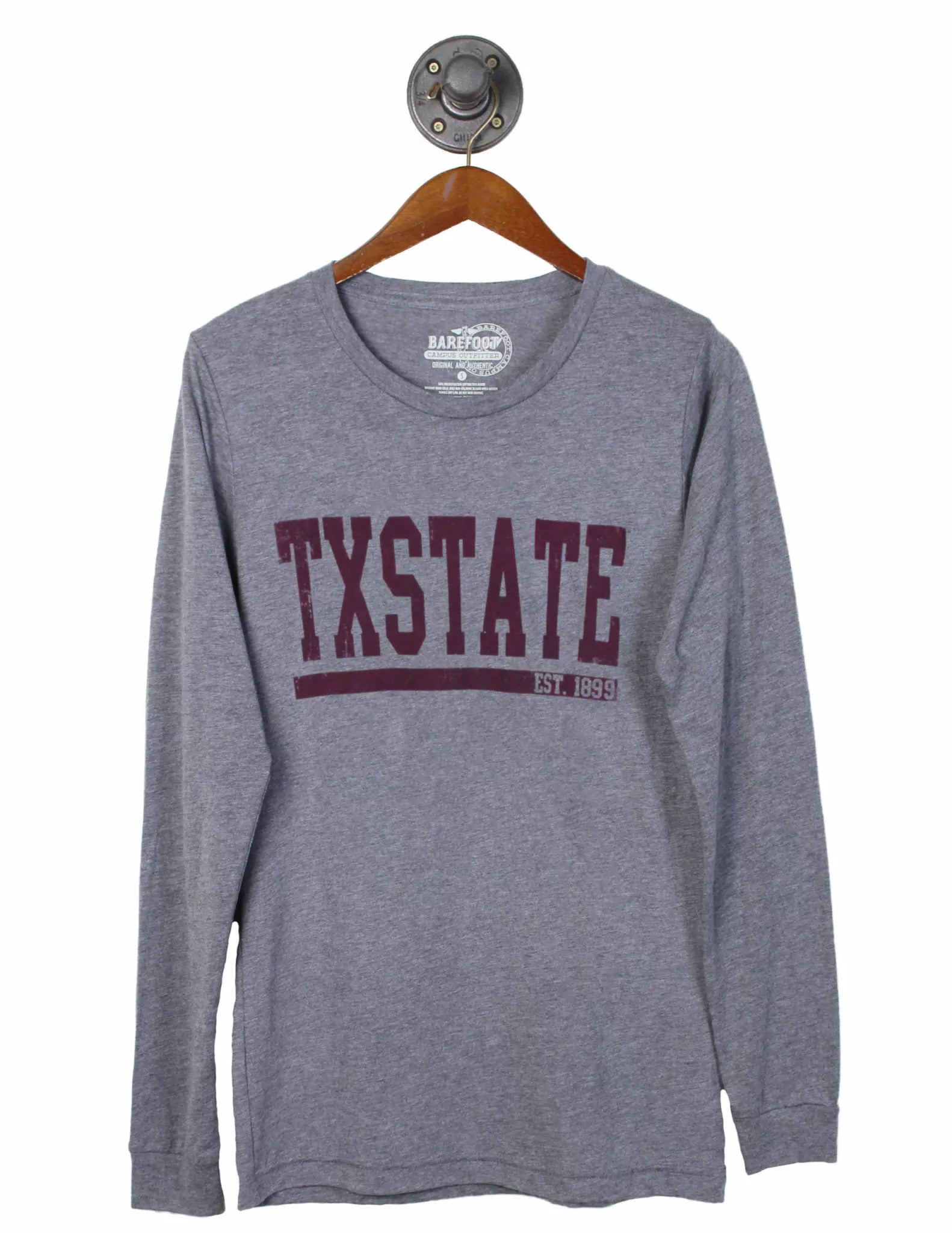 TXST Block Pop Maroon Long Sleeve