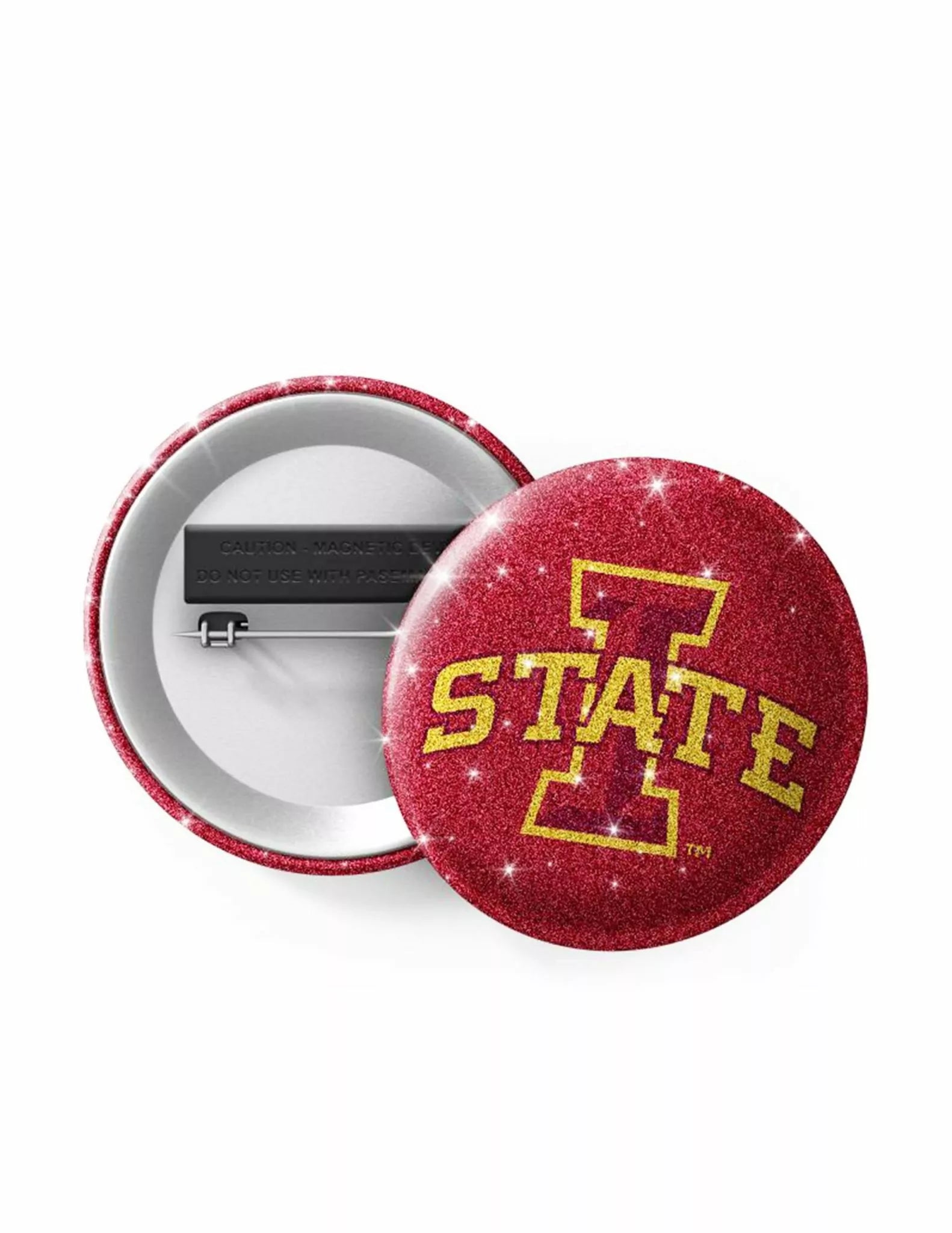 ISU Glitter Button Pin