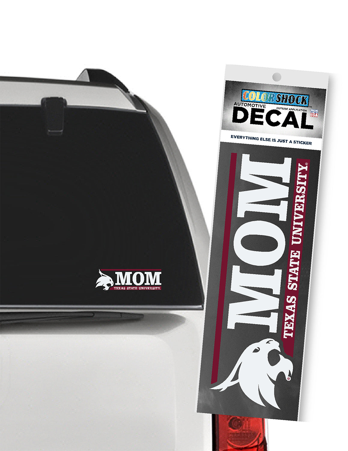 TXST Mascot Next To Mom Car Decal