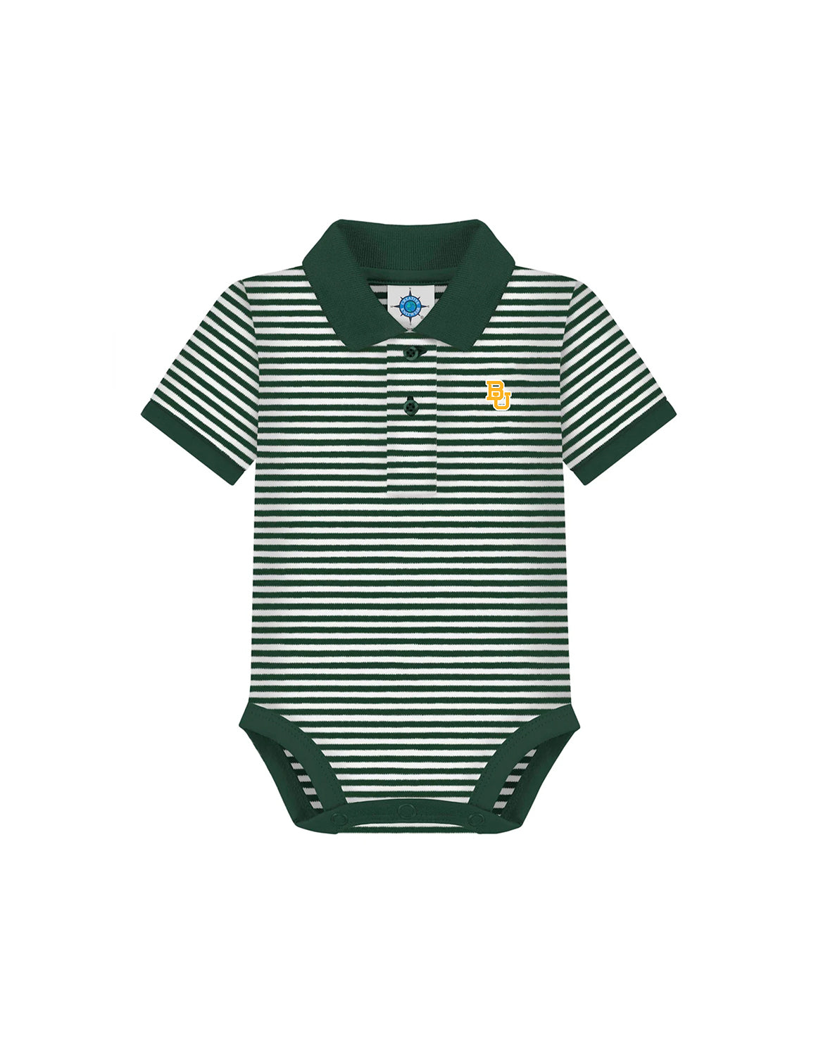 BU Striped Polo Infant Onesie