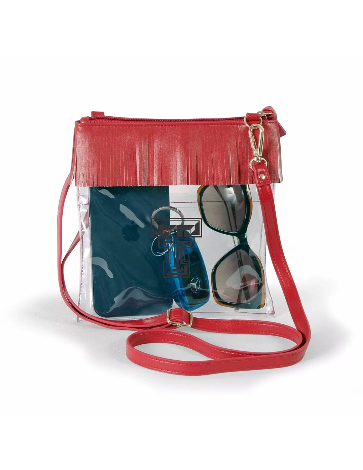 TTU Clear Fringe Crossbody