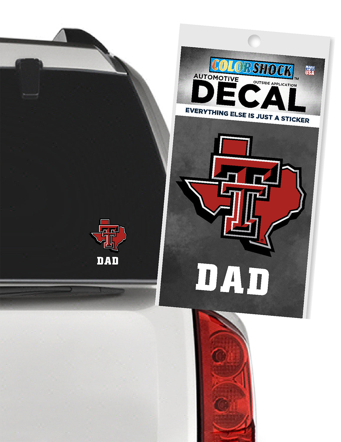 TTU Stacked Over Dad Decal