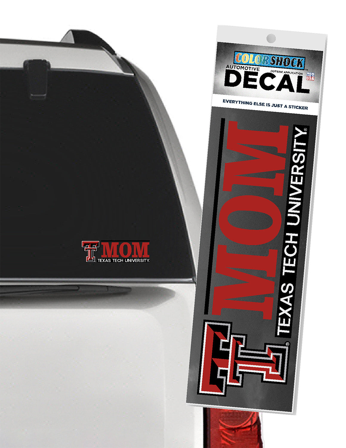 TTU Logo Next To Mom Decal