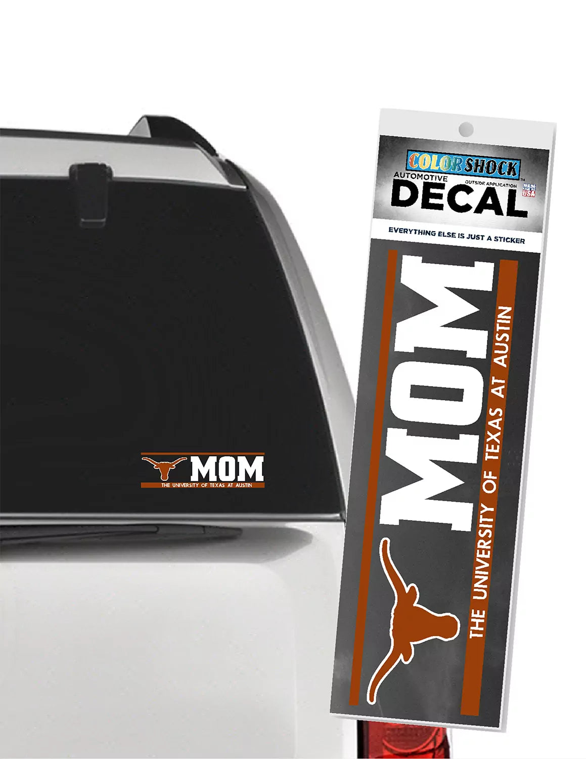 UT Logo Next To Mom Decal
