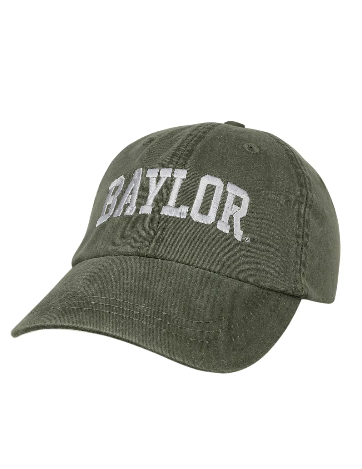 Green Baylor University adjustable hat with white stitching.