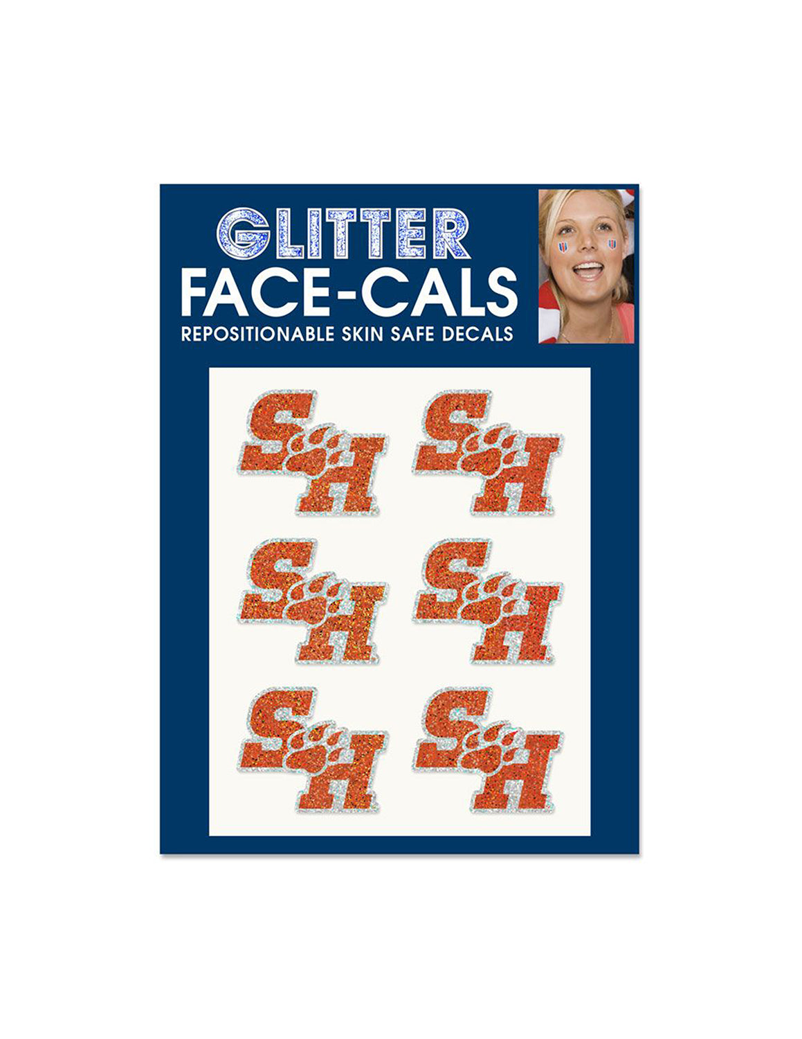 SHSU Paw Glitter Face-Cals