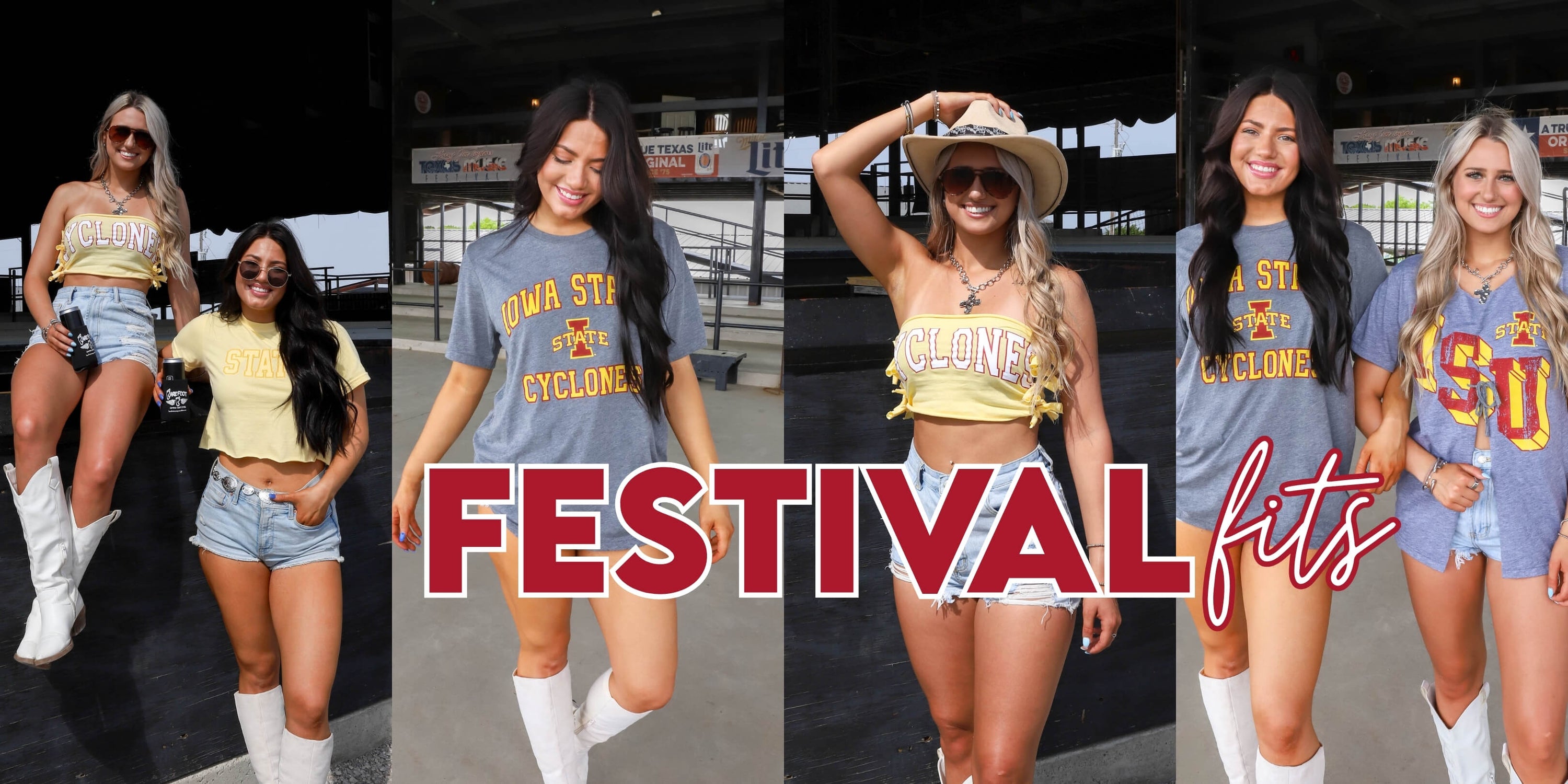 girls wearing Iowa State t-shirts at a music festival