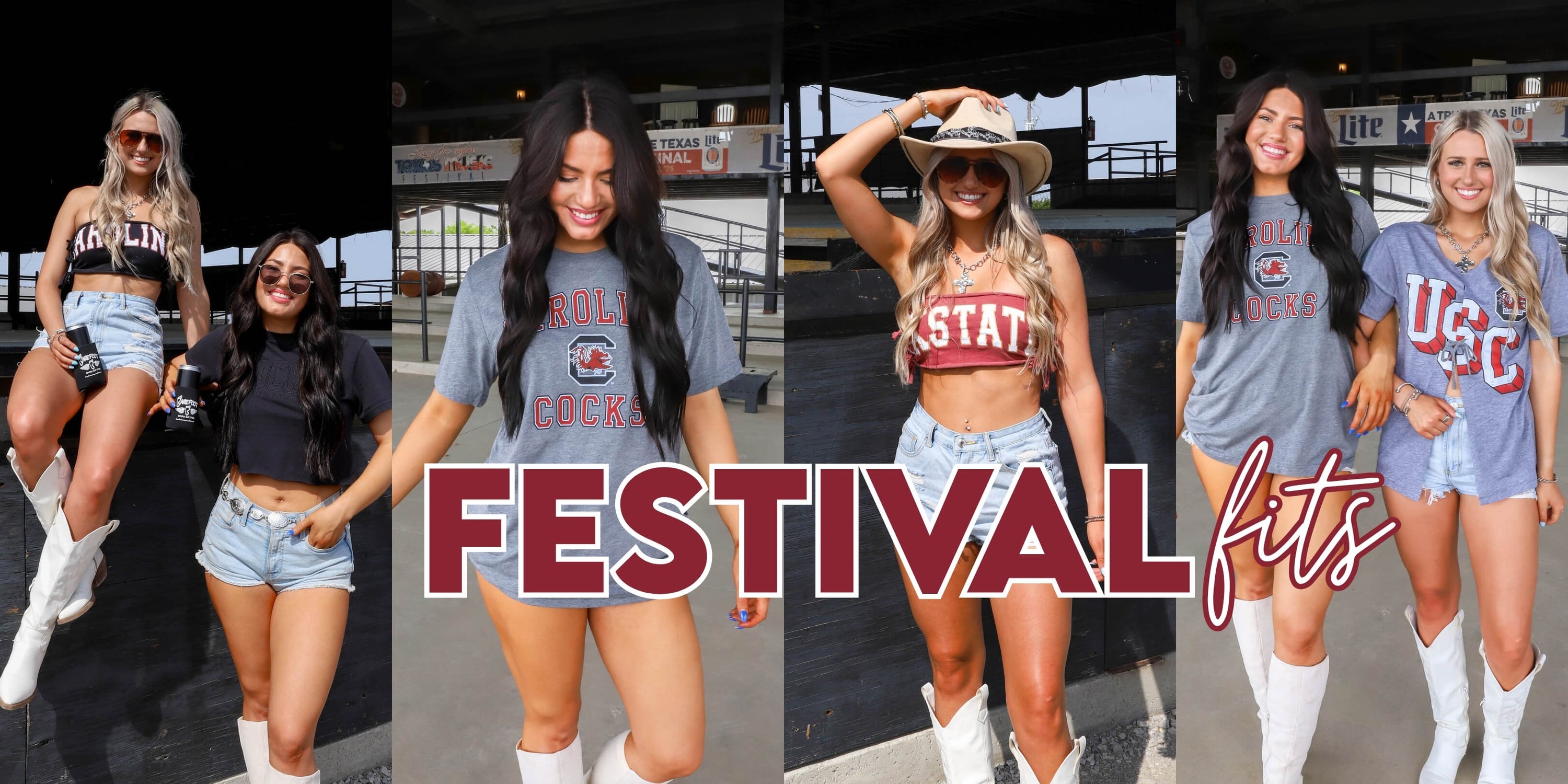 girls wearing south carolina t-shirts at a music festival
