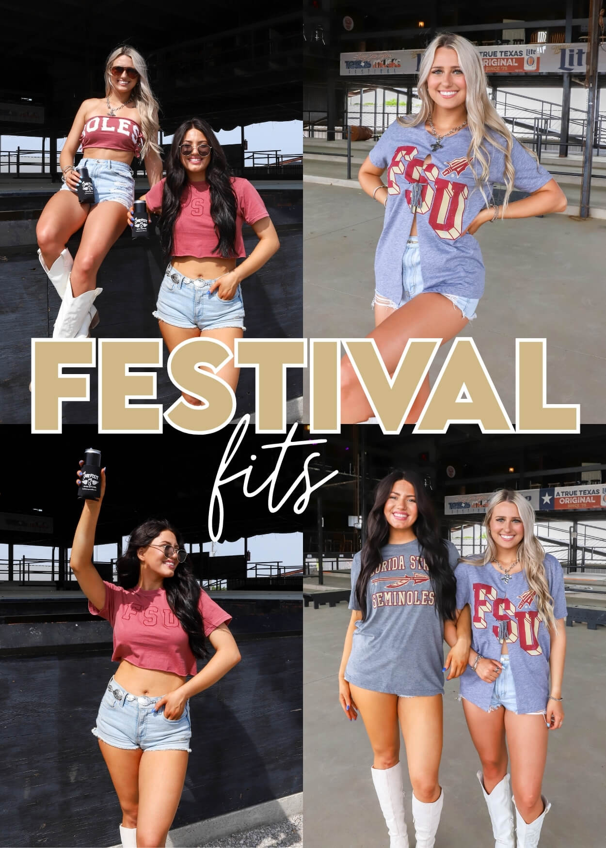 girls wearing Florida State tshirts at a music festival