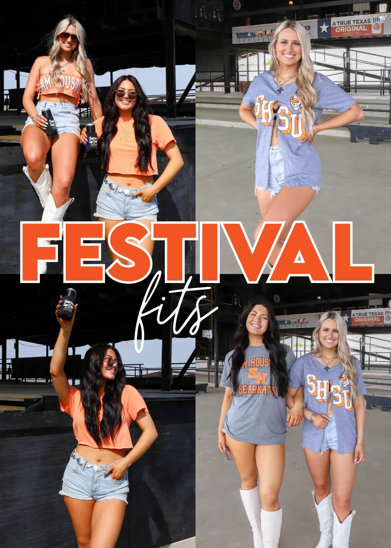girls wearing Sam Houston t-shirts at a music festival