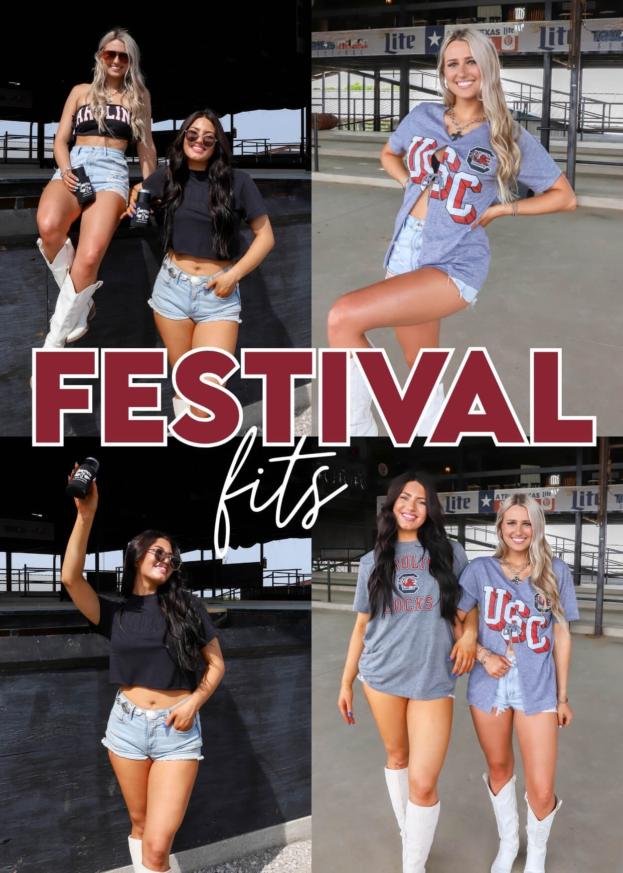 girls wearing south carolina t-shirts at a music festival