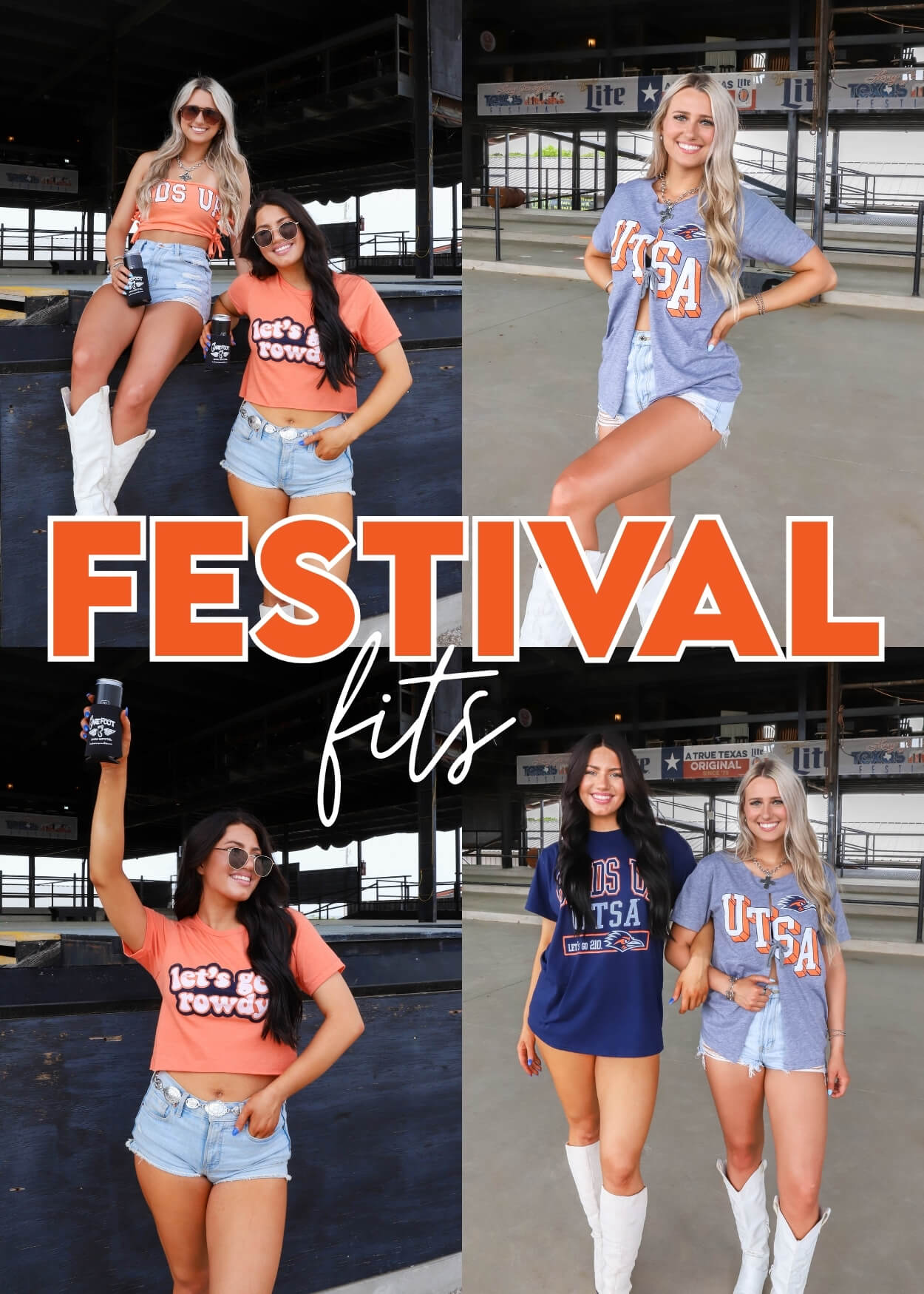 girls wearing UTSA t-shirts at music festival