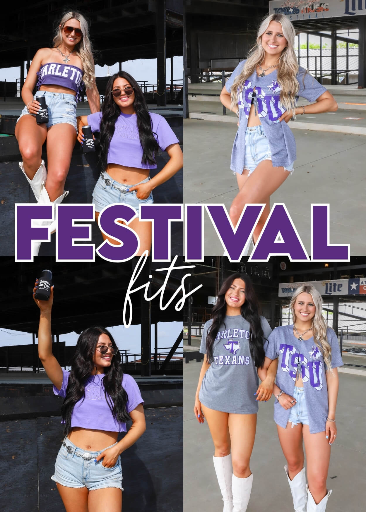girls wearing tarleton t-shirts at a music festival