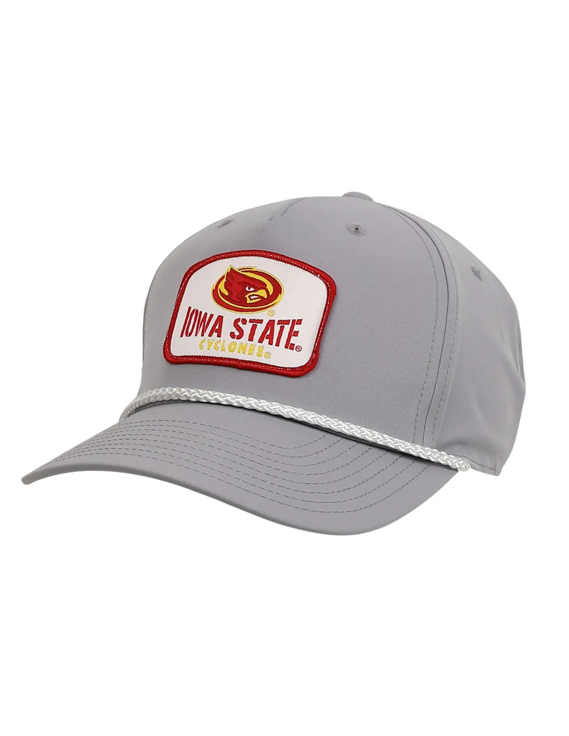 Grey Iowa State University unisex hat with a white brim rope detail with an Iowa State Cyclones patch.