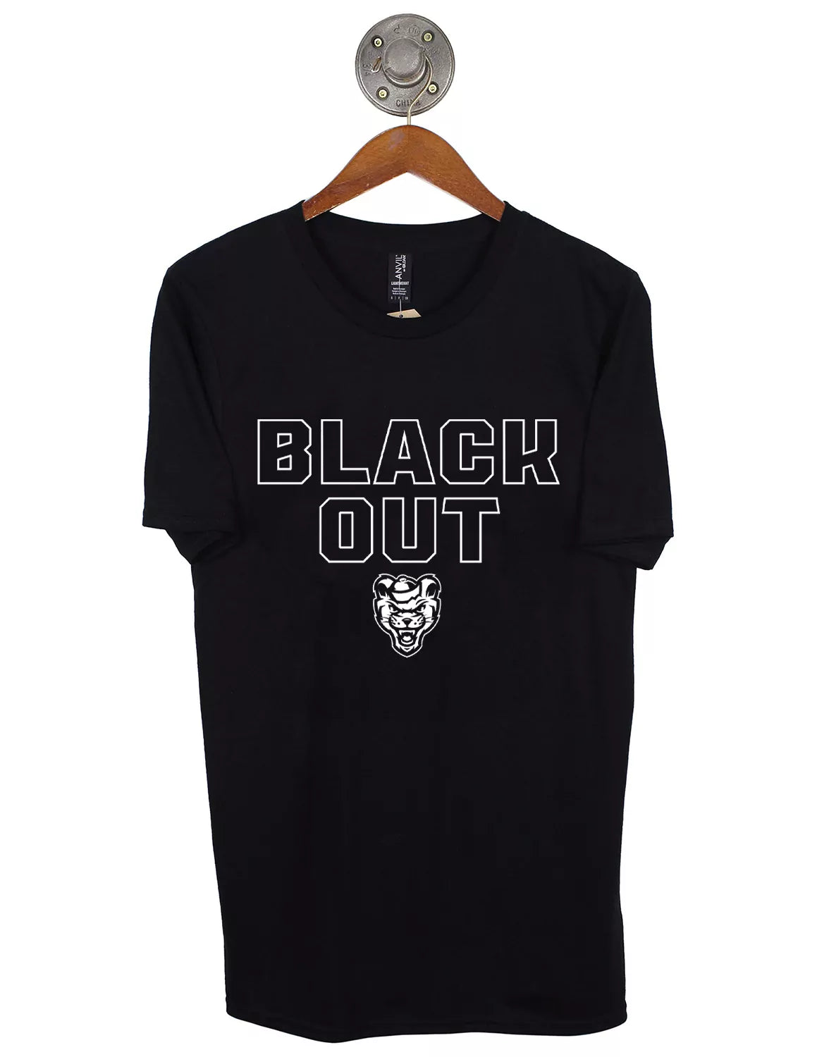 Black Sam Houston State University unisex t-shirt featuring a Bearkat logo and 'Black Out' lettering in white.