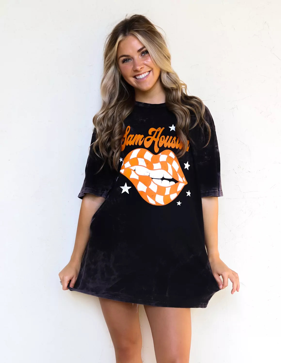 SHSU Bearkats student wearing black Sam Houston State University apparel against a white background.