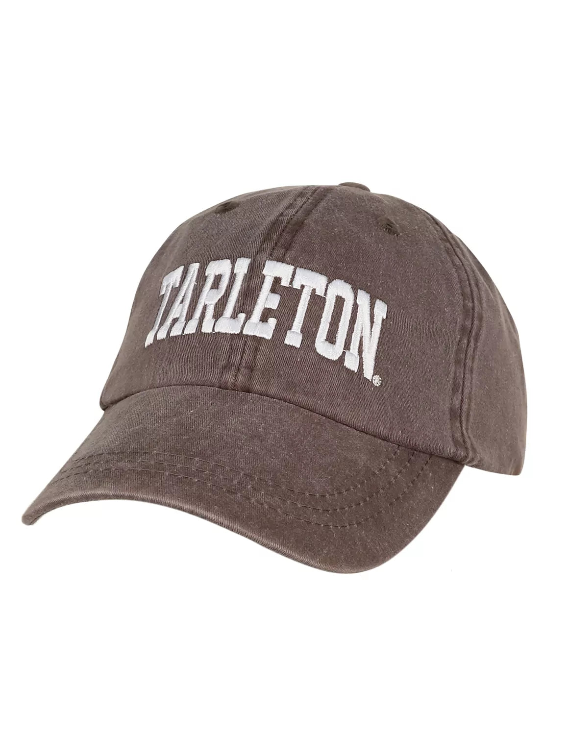 Brown Tarleton State University unisex adjustable hat with white stitching.