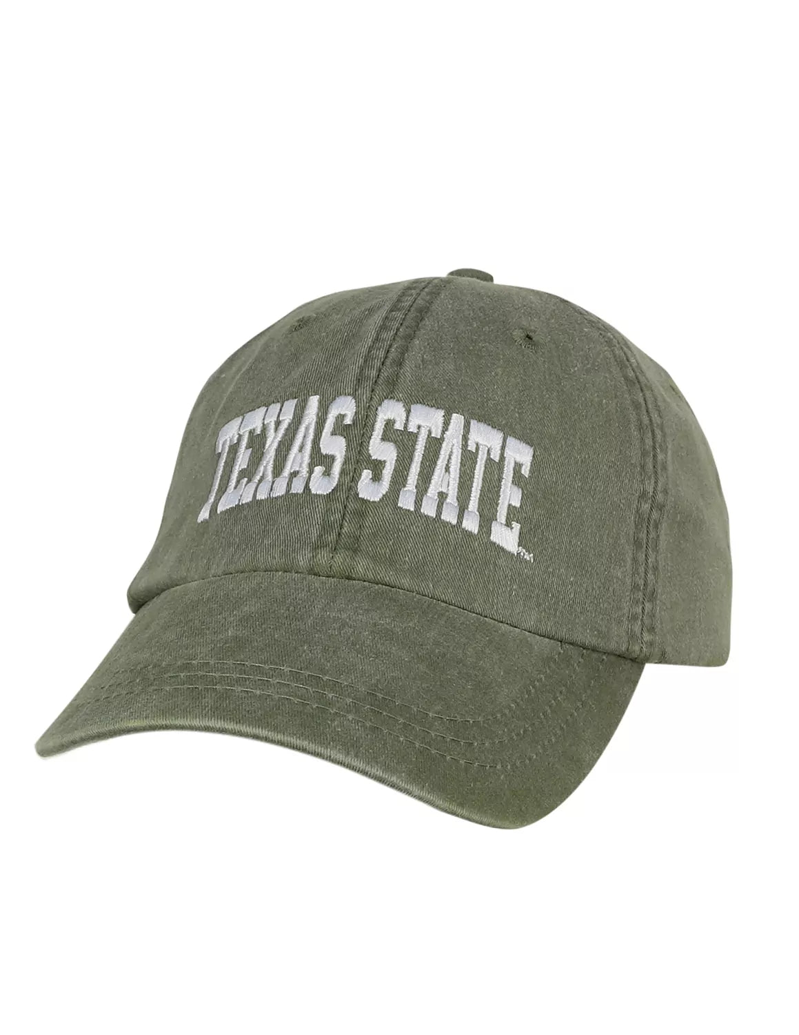 Green Texas State University adjustable unisex hat that features white stitching.