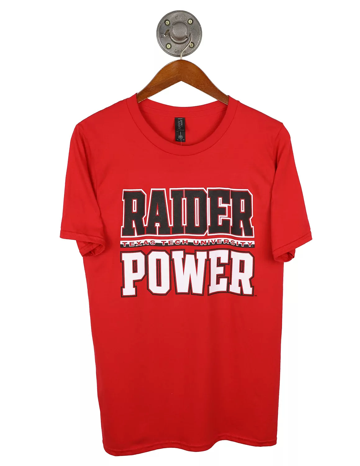 Red Texas Tech University unisex short-sleeve t-shirt with white and black lettering.