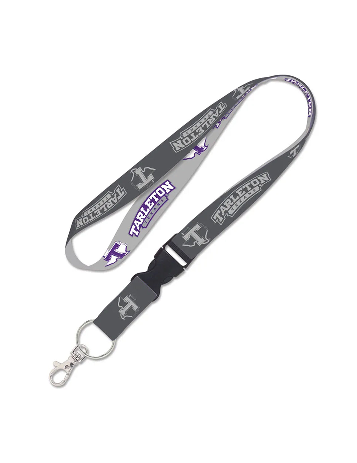 TSU Tarleton Charcoal Detachable Buckle Lanyard