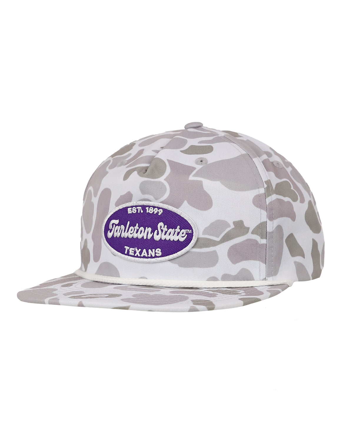 TSU P Vintage Script Oval Patch Camo Hat