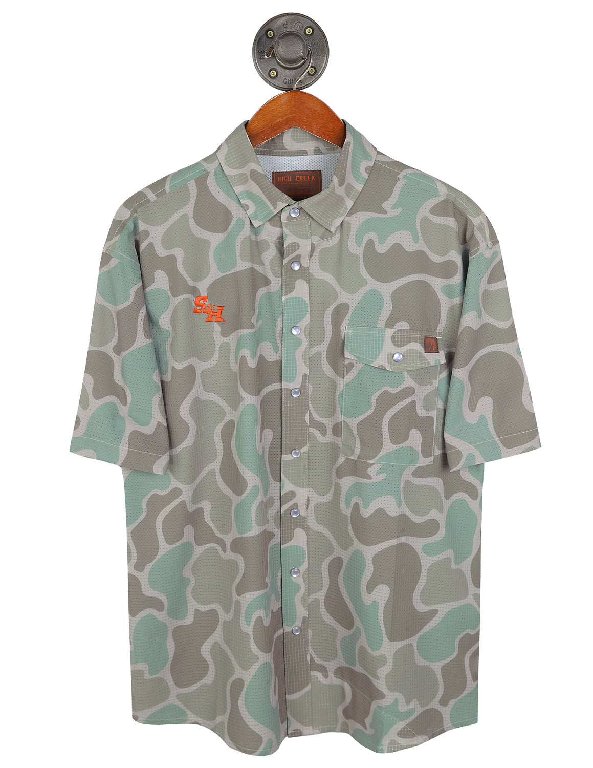 SHSU G Modern SH Paw Cole Camo Button Up