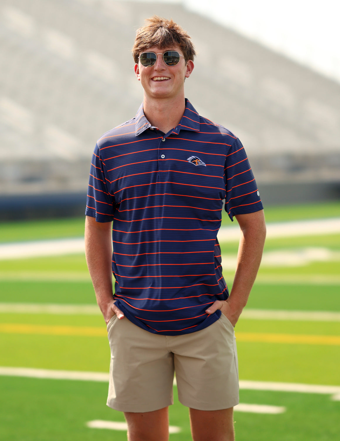UTSA G Roadrunner Apex Stripe Polo