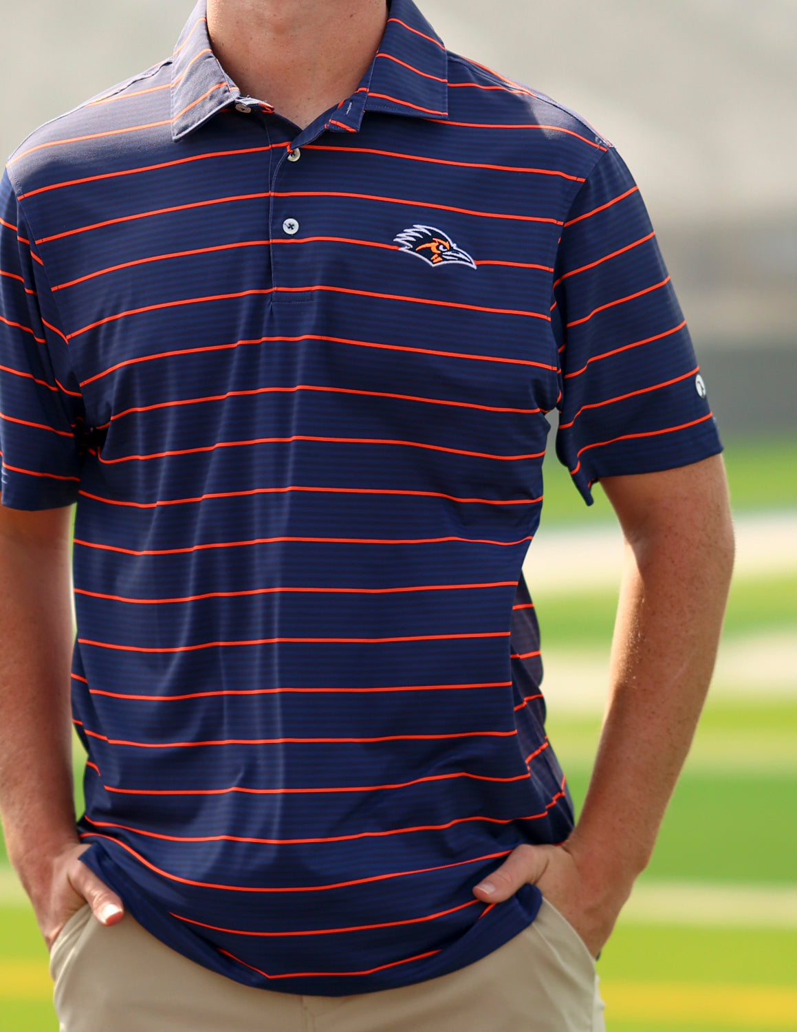 UTSA G Roadrunner Apex Stripe Polo