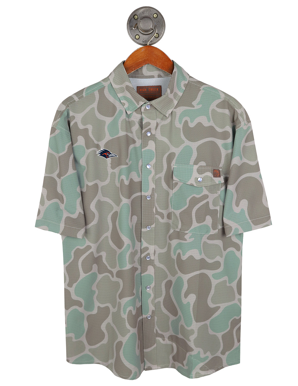 UTSA G Roadrunner Cole Camo Button Up