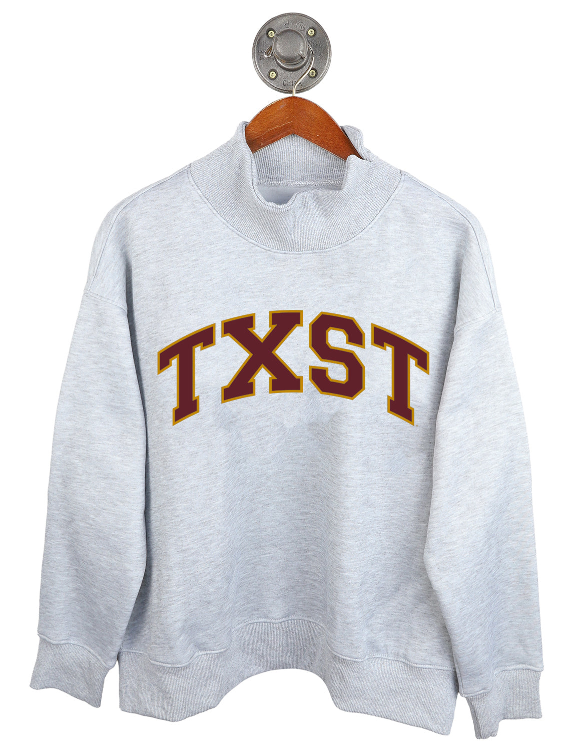 TXST Puff Outline Arch Mockneck Sweatshirt