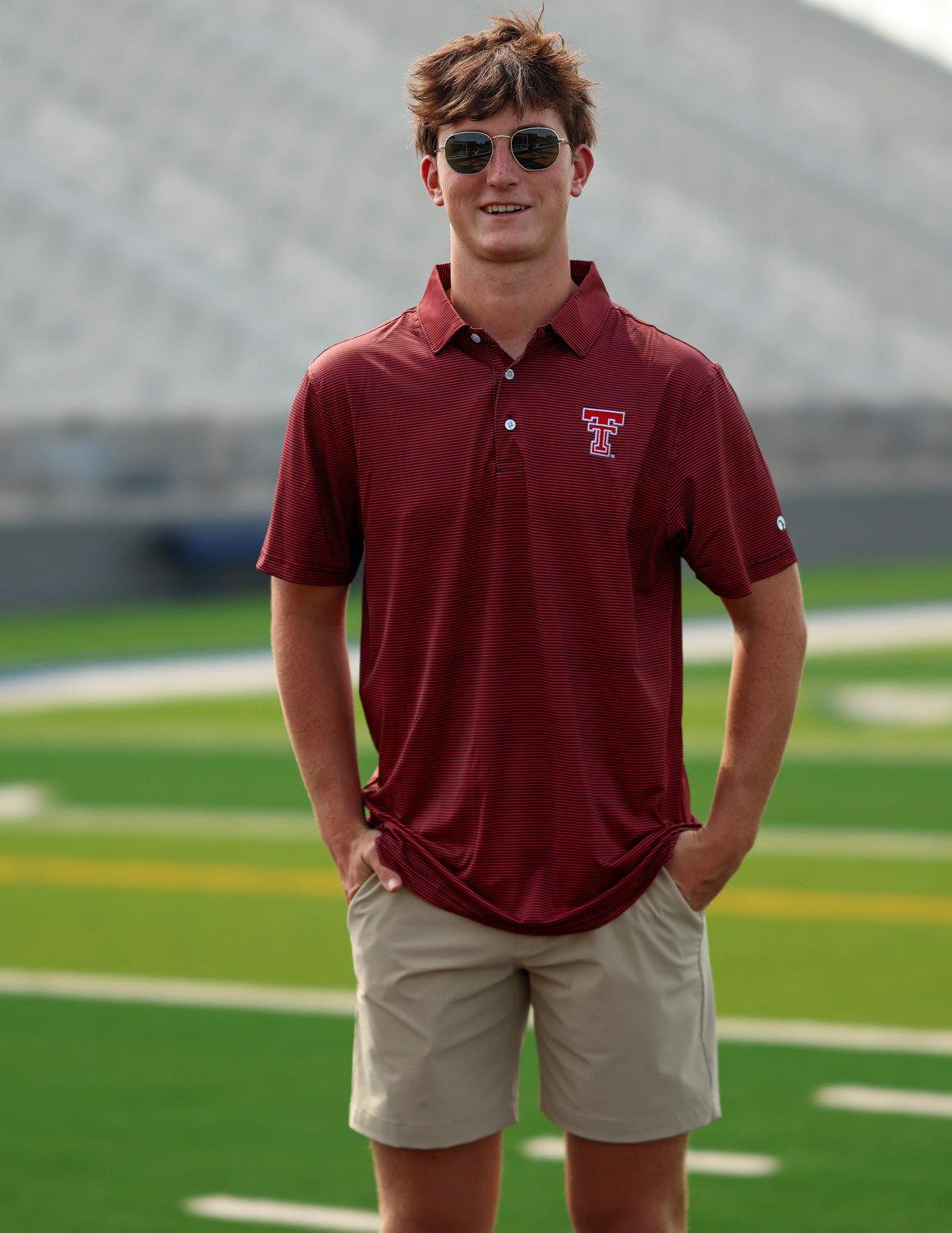 TTU Hairline Stripe Polo