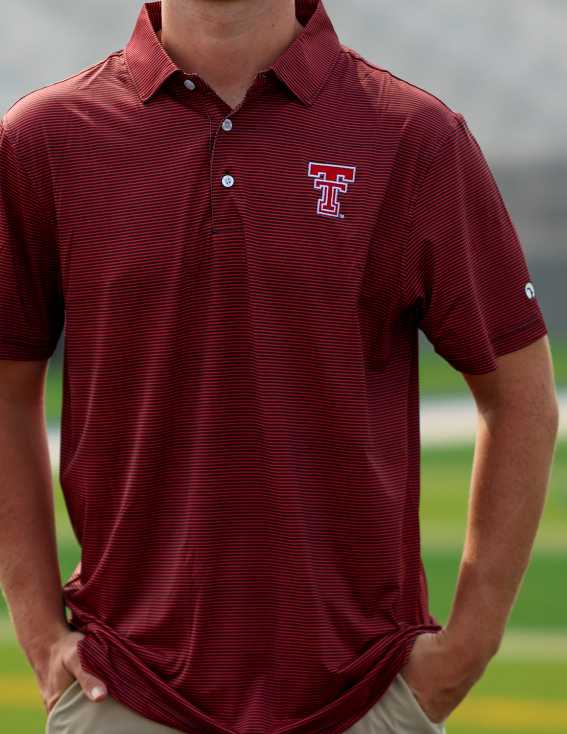 TTU Hairline Stripe Polo