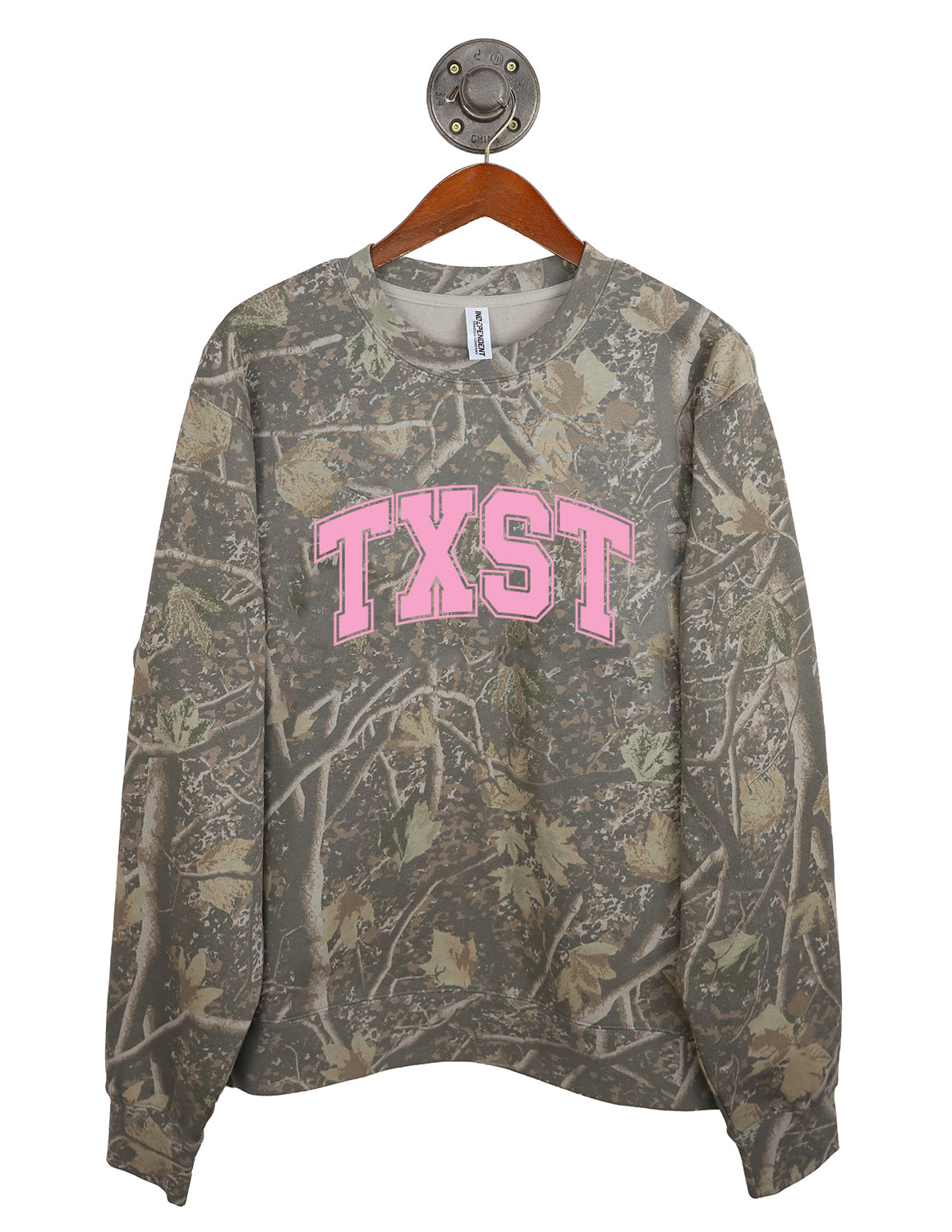 TXST Pink Totality Puff Camo Crewneck