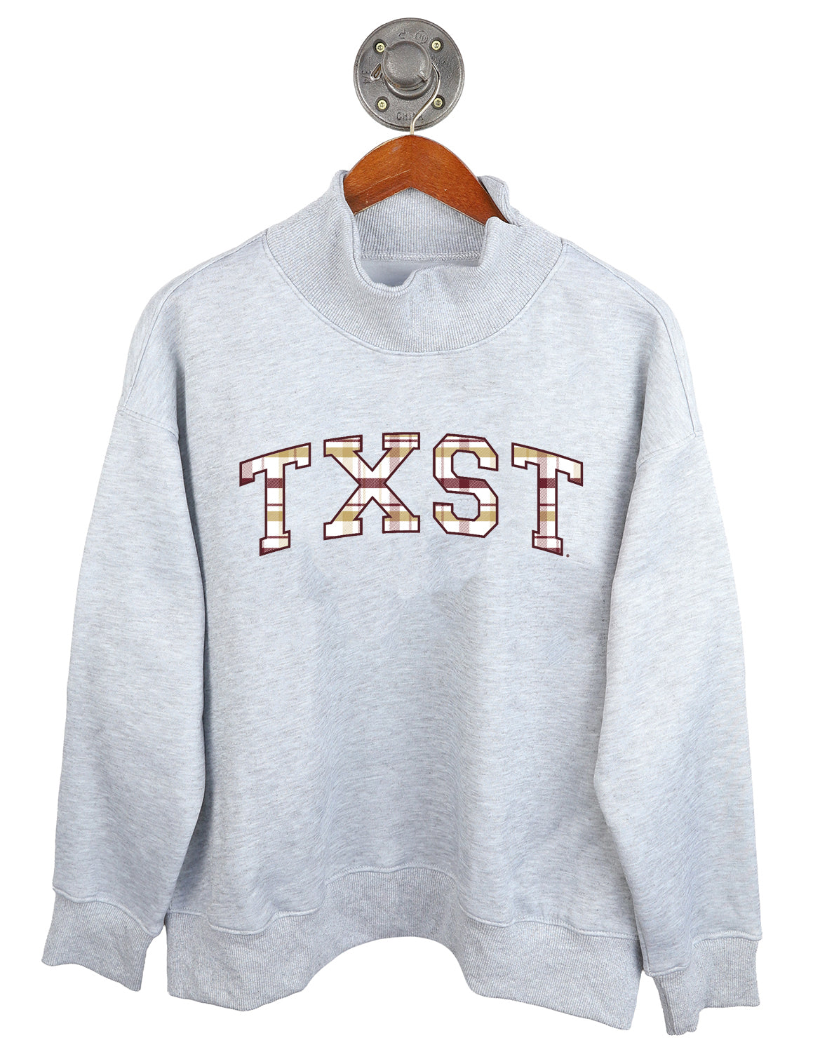 TXST Prestige Plaid Mockneck Sweater