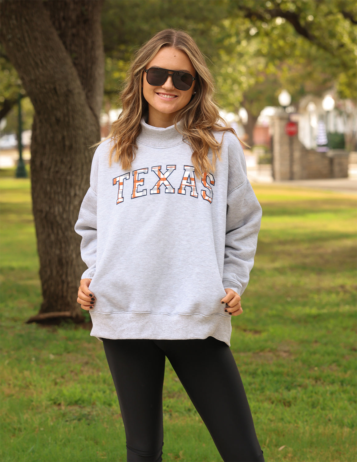 Texas Prestige Plaid Mockneck Sweater