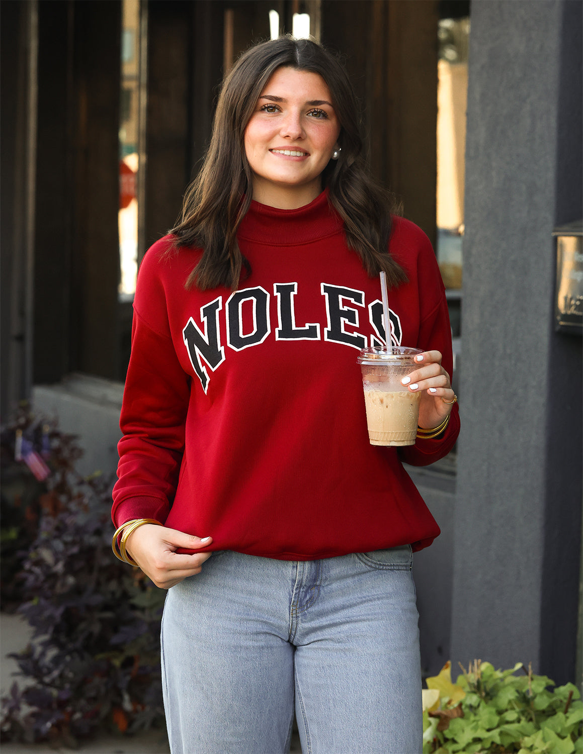 FSU Puff Outline Arch Mockneck Sweatshirt